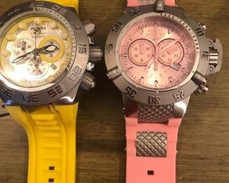Yellow Invicta Subacua Chronograph Sport                      Pink Invicta Subaqua Noma III Chronograph