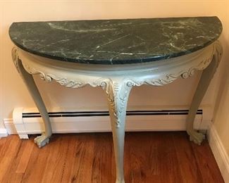 Wood & Marble Semi Circular Small Table