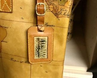 Alviero Martini 1A Classe Brown Geo Print Coated Canvas Handbag /Tote - Authentic