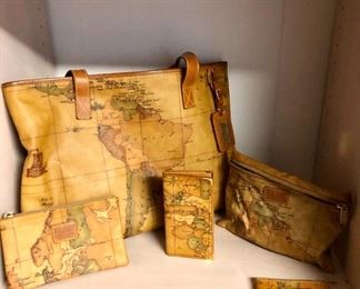 Alviero Martini 1A Classe Brown Geo Print Coated Canvas Handbag/Tote  & Accessories -Authentic