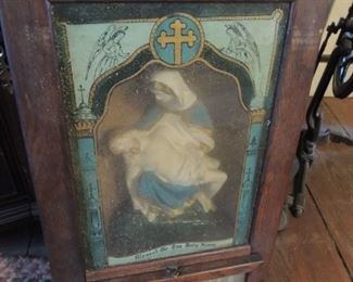 antique oak religious cabinet