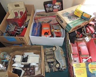 boxes of model cars and parts