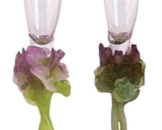 Perfect for the June wedding couple:  Pair of Daum roses champagne flutes; 8.75”H.  These retail at $630 each.  Our price will have you popping the bubbly.