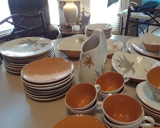 "Harvest Time" by Iriquois with rust cup and bowl interiors and  accent salad plates.