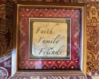 $8 Framed "Faith, Family, Friends" 