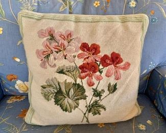 $24 - Floral needlepoint pillow - 12"x12"