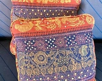 $30 - Pair of batik pillows, poly filled.  Each 12" x 12". 