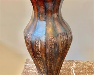 $30 - Decorative metal urn - 8"H; 8"Diam