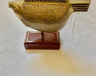 $45 - Brass fish on stand #2 - 6"H; 7"W; 2"D