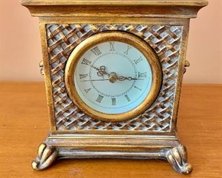 $20 - Decorative table clock.   9"H; 9"W; 3"D 