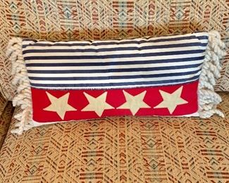 $20 - American flag pillow #2.  7" H x 19" W. 