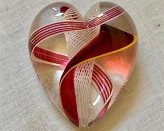$30 - Crystal heart paperweight.  3"H; 2.7"W