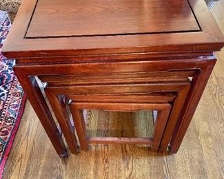 $100  - Set of 3 nesting tables.  Highest table:  33"H; 20"W; 14"D
