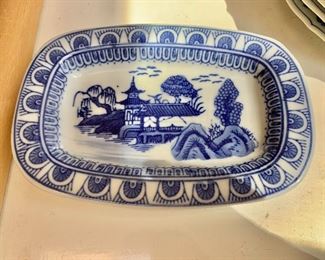 $30  - Blue and white platter.  6.5"W; 4.5"D