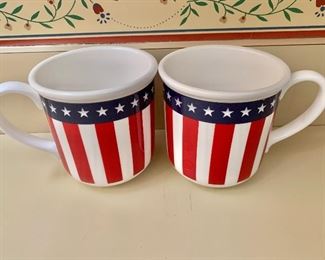$24 - Set of 2 Lenox "God Bless America" mugs.  4"H; 4"Diam