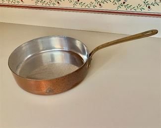 $95 - Copper, Made in France sauce pan #1.  3"H; 17"L; 9.5"Diam