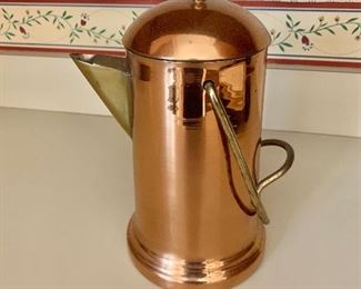 $25 - Copper plated coffee pot.   9.5"H; 7"W; 5"Diam  
