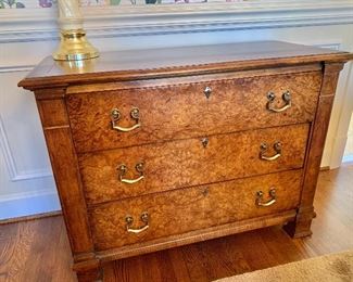 $495 - Century burlwood chest of drawers.   30"H; 40"W; 18"D  