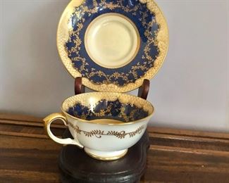 $22 Crown Staffordshire cup and saucer and stand.  Set with stand: 7.5"H; 4.5"W; 6"D 