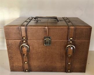 $22 Suitcase style box for papers. 8.5"H; 13.5"W; 9"D 