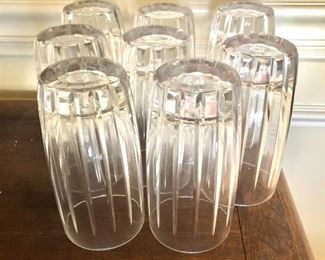 $40  Set of 8 water drinking glasses.  Each 6" H, 3" diam.