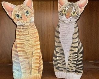 $25 each - Lynn Shell cats - Each 11" H, 4.5" W, 3.5" D.
