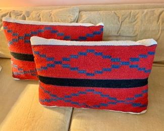 $40 - Pair woven pillows.  Each 20" W x 13" H.