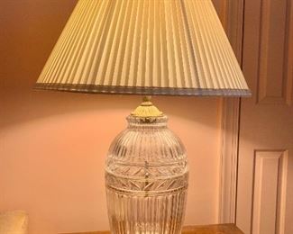 $175 - Crystal table lamp with brass base - 32" H, 8.5" diam. 