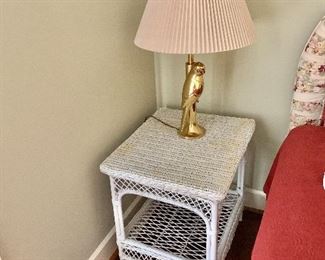 $75 White wicker side table or night stand #2 