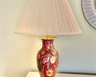 $120 - Floral table lamp - 26" H, 6" diam. 