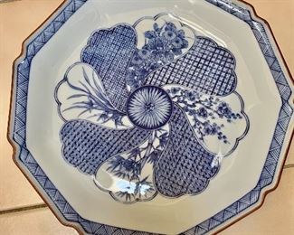 $25 - Octagonal  blue and white serving plate - 12" diam. 