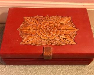 $20 Red box with floral design 