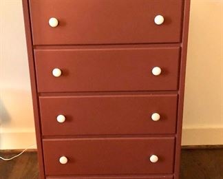 $80  4 drawer dresser with white knobs 