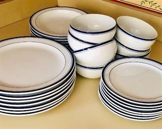 $300  ALL Crate and Barrel Portugal set -    7 dinner plates (10.5" diam) $90 , 8 salad plates (7.75" diam), $80 8 large bowls (8.75" diam$80 , 1.25" deep), 7 small bowls (5" diam, 2.5" deep).$80 