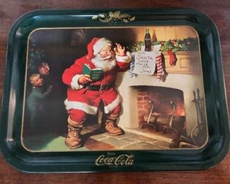 $22 Santa Coca Cola metal tray 13.75" L x 10.5" W.