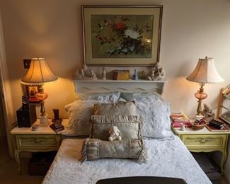 FULL SIZE BED & BEDFRAME...FRENCH PROVENCIAL NIGHT STANDS