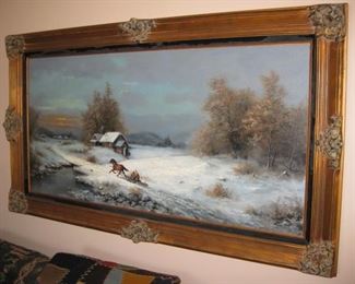 Vasily Mazur large Winter Oil Painting (Russian)