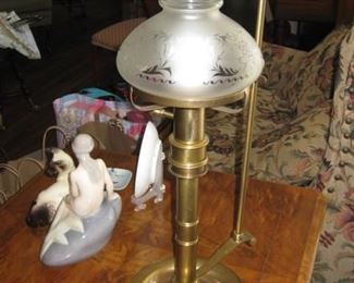 Frederick cooper brass hurricane style lamp