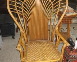 MCM fan back rattan chair