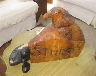 Chainsaw carved Sturgis eagle