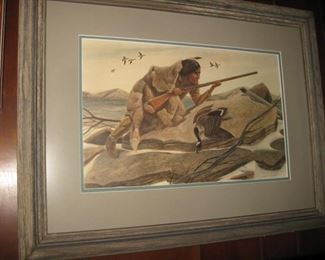 Native American hunting - signed