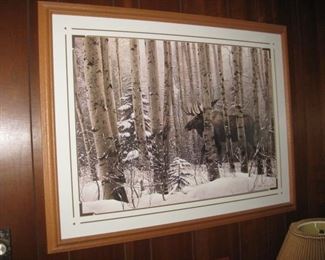 Reindeer in the winter forest print