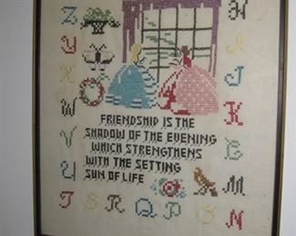 Antique friendship alphabet sampler