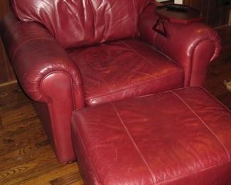 Thomasville Leather chair and ottoman