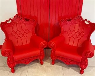 Item 9:  (2) Children's Heavy King and Queen Chairs - 29"l x 14.5"w x 32"h:  $100 for pair