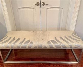 Item 38:  Enhanced Natural Hide Bench, Chrome Base - 54.5"l x 19"w x 16.5"h:  $575