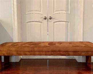 Item 40:  Caramel Microsuede Bench - 68"l x 16.5"w x 16"h:  $450