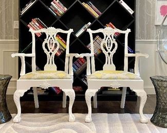 Item 59:  (2) Chippendale Armchairs with Claw on Ball Feet - 29.5"l x 18"w x 40.75"h:  $150 each