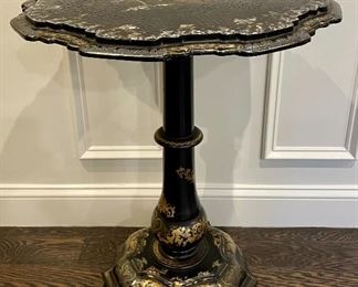 Item 63:  Antique Victorian Papier-Mache & Mother of Pearl Table - 22.25" x 29":  $595