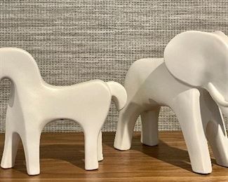 Item 74:  Ceramic Horse (left) - 9" x 7.25":  SOLD                                                        Item 75:  Ceramic Elephant (right) - 9.5" x 8":  SOLD